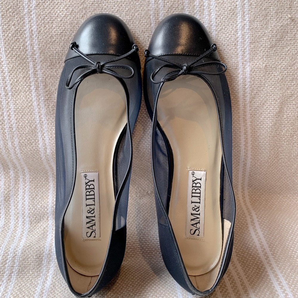 Sam & Libby navy mesh flats size 8